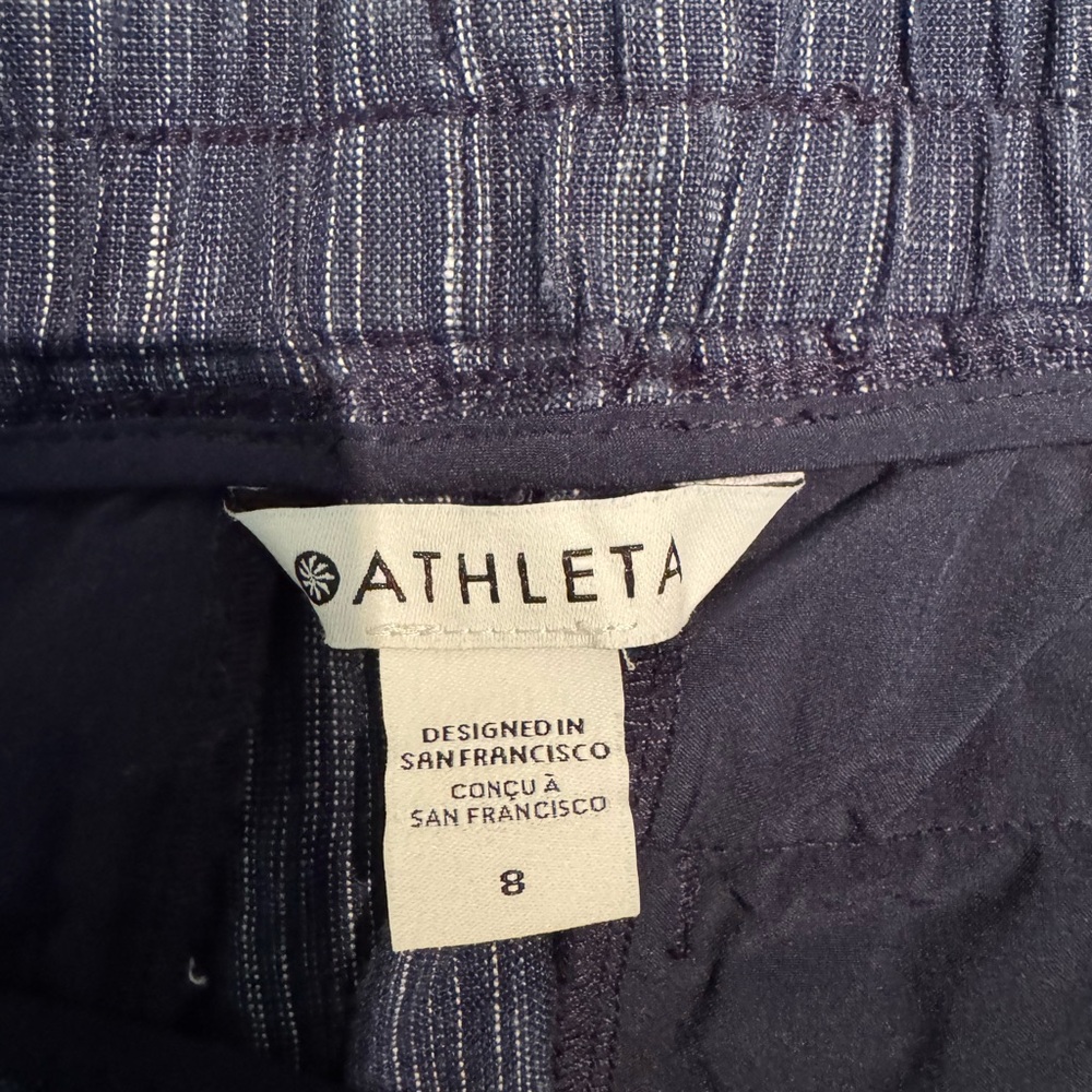 Athleta Navy Blue print linen Shorts - Picture 4 of 4